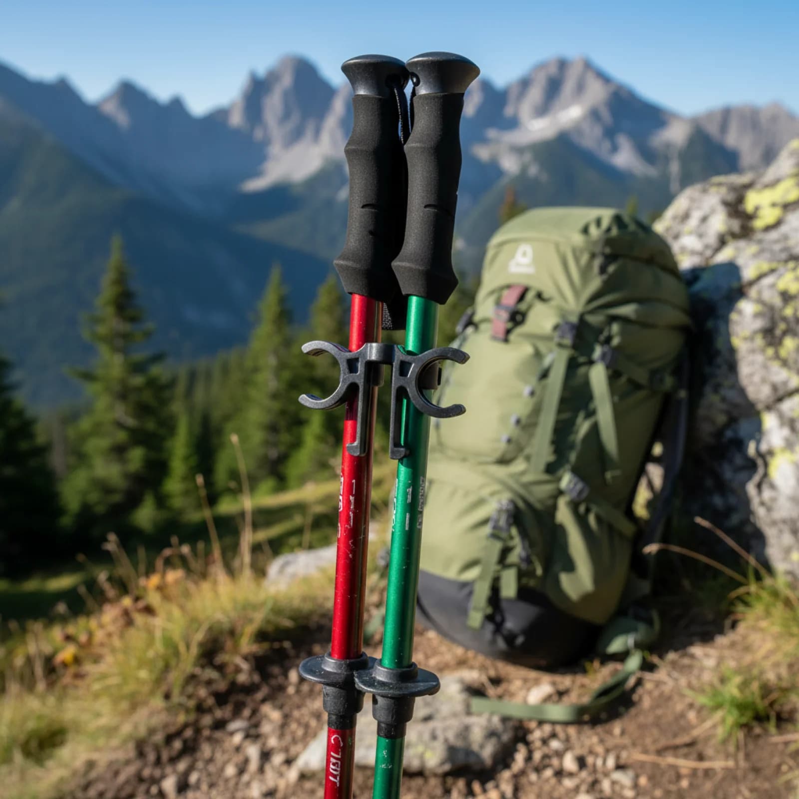 10Pcs/Set PVC Trekking Pole Clamp Mountaineering Brace Double Rod Buckle Holder Durable Hiking Equipment for Camping