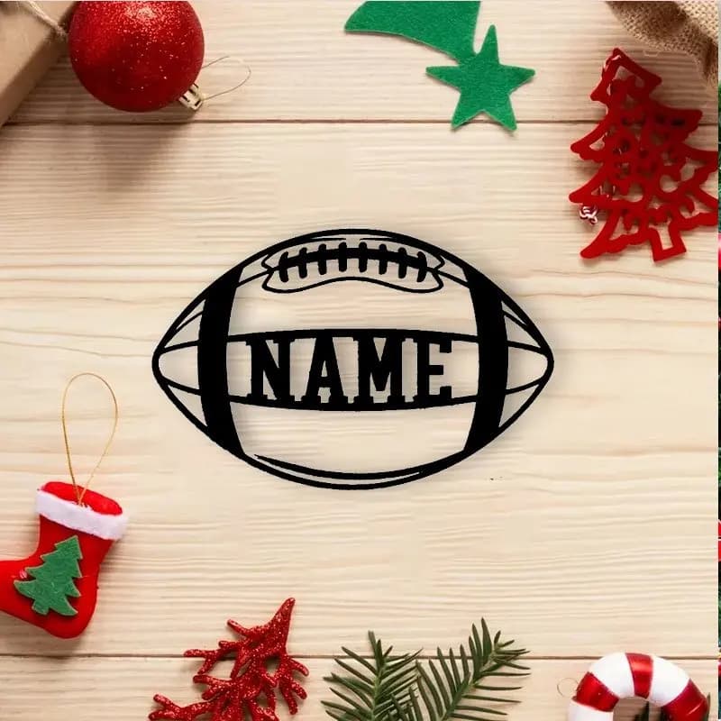 Custom Metal Wall Decorations Football, For Home, Family Gifts and Friends, Unique Holiday Ornament for Living and Bedroom