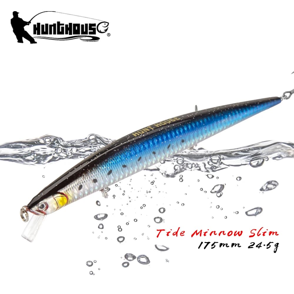 Hunthouse Tide Slim Minnow 175mm 24.5g Galleggiante Wobble Flyer Minnow Richiamo di Pesca Acqua Salata Plastica ABS Per Seabass lw149