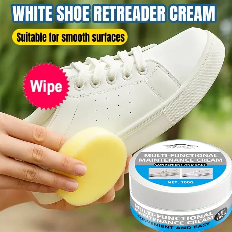 Shoe polishing cream with sponge: Shine sneakers/fake leather - multi-purpose, delicate materials