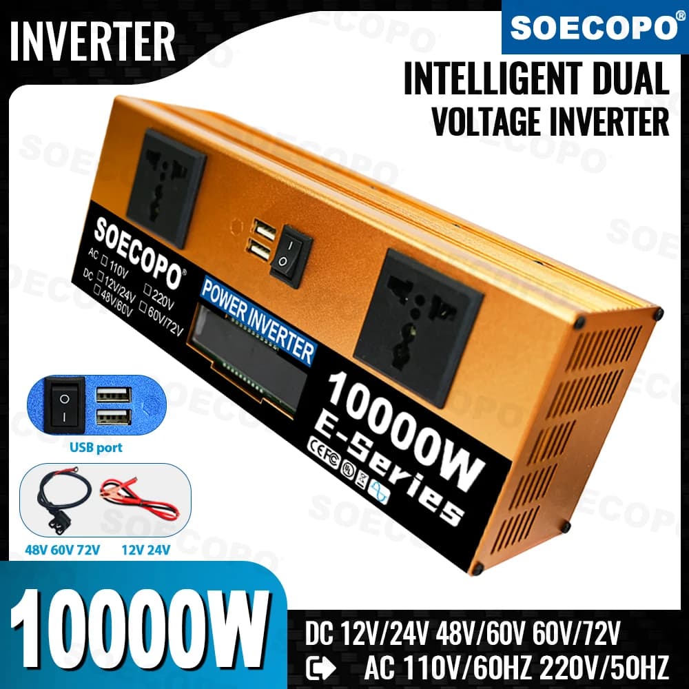 SOECOPO 10000W Sistema Solare 100A MPPT Controller Intelligente Inverter da 12V/24V a 110V 220V AC per Casa RV Campeggio CE FCC