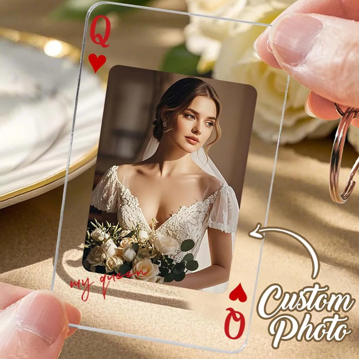 Custom Couple Photo Keychain, Valentine's Day Gift for Him or Her, Personalized Photo Keyring, Gift for Boyfriend or Husband