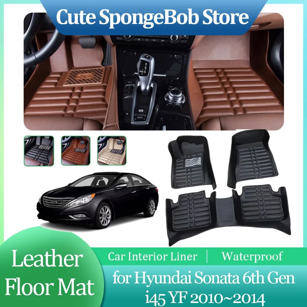 Tappetino in pelle per auto per Hyundai Sonata 6th Gen i45 YF 2010 ~ 2014 2011 fodera per piedi Anti-sporco tappeto impermeabile accessori personalizzati