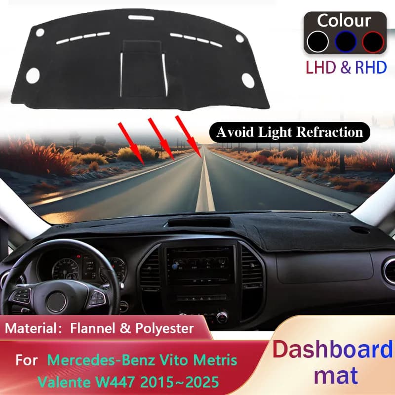 Car Dashboard Pad for Mercedes-Benz Vito Metris Valente W447 2015~2025 Liner Mat Sunshade Dashmat Carpet Rug Cover Accessorie