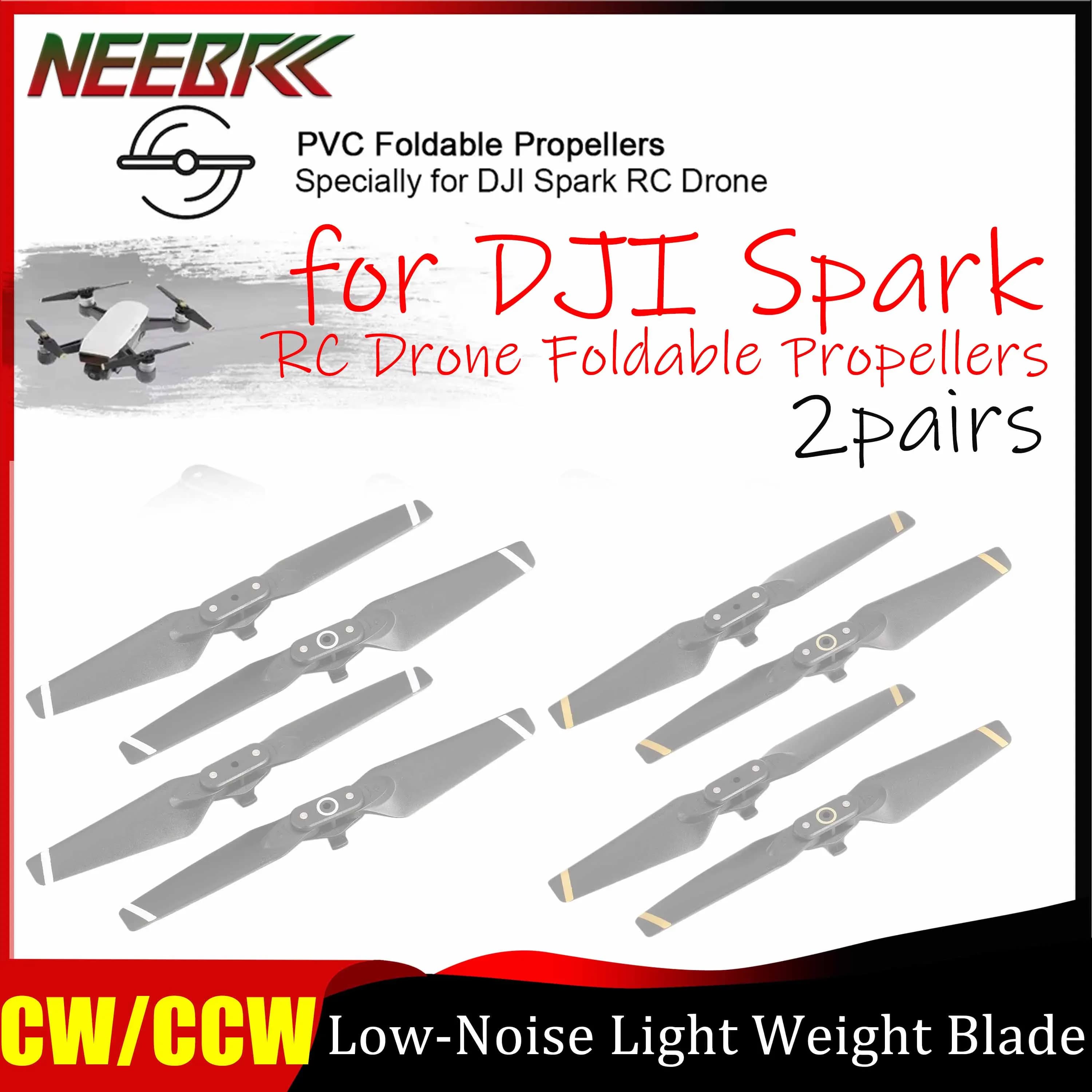 2 pairs of foldable drone propellers RC CW/CCW low noise light blade for DJI Spark Quadcopter spare parts accessories