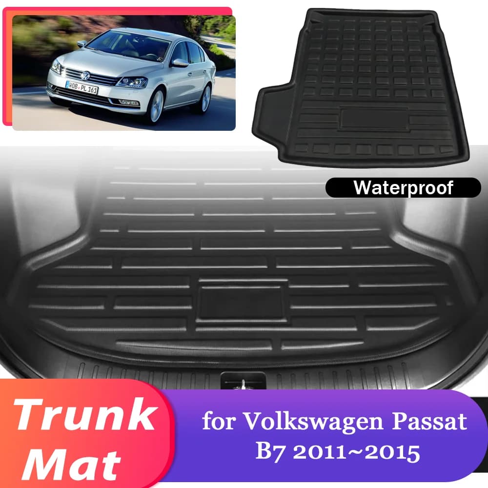Car trunk for Volkswagen VW Passat B7 2011 ~ 2015 2012 Luggage storage Waterproof Cargo Pad Lining Mat Accessories