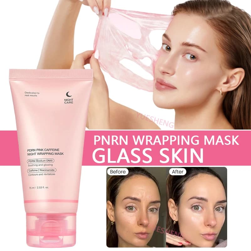 75ML PDRN Night Face Mask with Caffeine and Collagen, Peel-Off Rassodante and Hydrating Mask for a Bright Skin, Korean Skin Care
