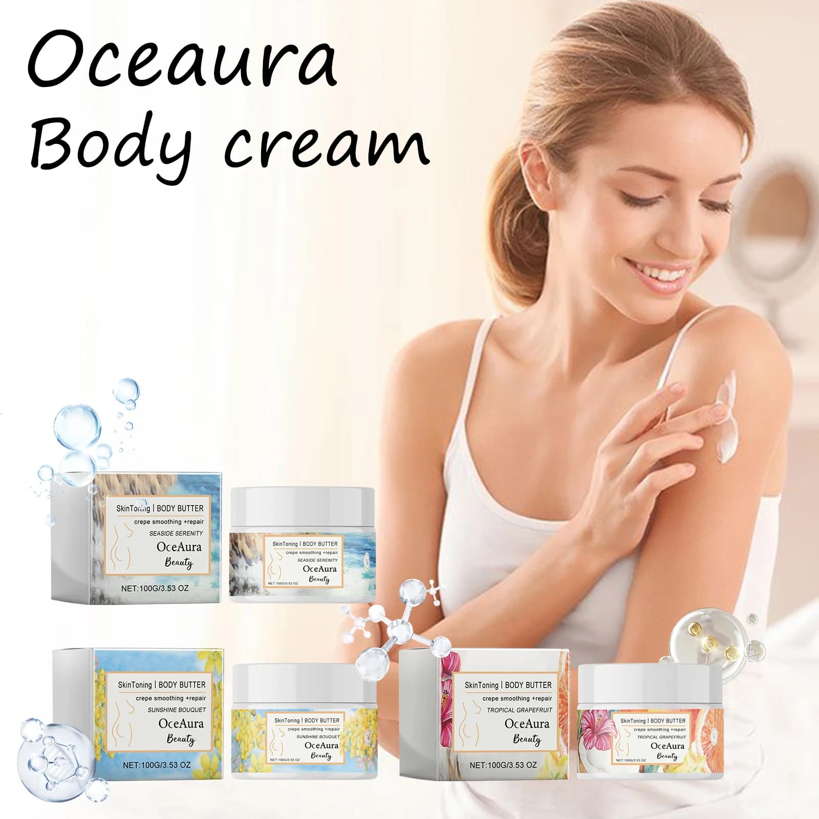 Oceaura Crema idratante per il corpo Rafforzante Barriera cutanea Rimuovi le rughe Migliora la morbidezza Crema corpo rassodante schiarente