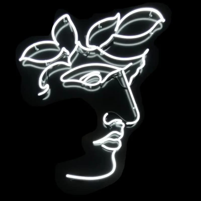Insegna al neon per Venere Man Face con foglie Lampade da parete al neon Decorazioni per la camera Display artistico Luce al neon in vetro Artigianato Hotel Attira le luci