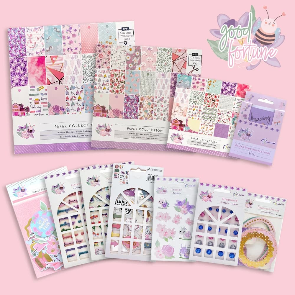 Creative Path Good Fortune Scrapbooking Full Kit Die Cuts Rhinestone Stickers Cards Decorative Paper Set Journal Crafting Kit