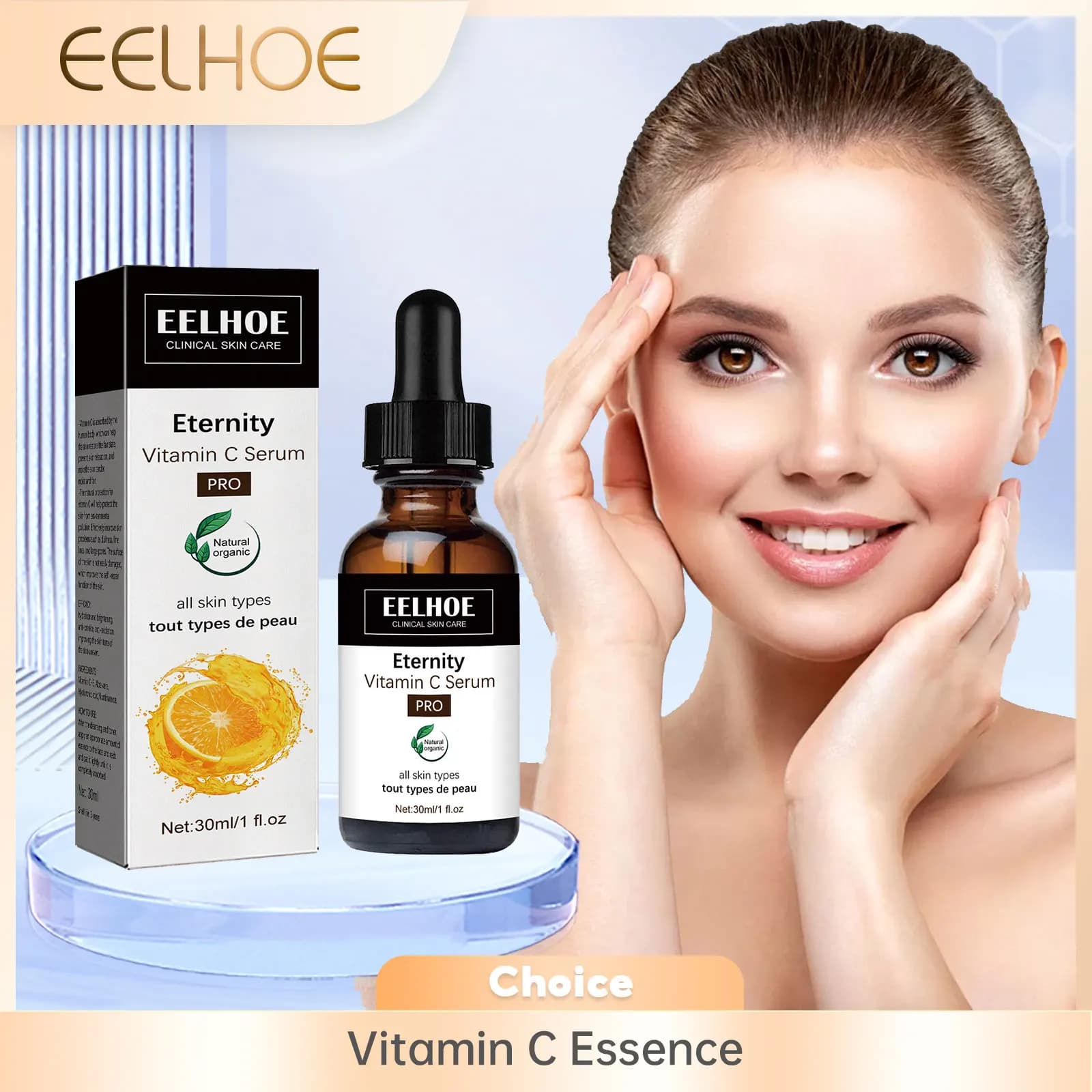 Serum Faced with Vitamin C Eelhoe, Removes Scure Masks, Reduces Pigmentation, Hydrates, Lights Skin, Careful Subtle Rugs, Facial Essence