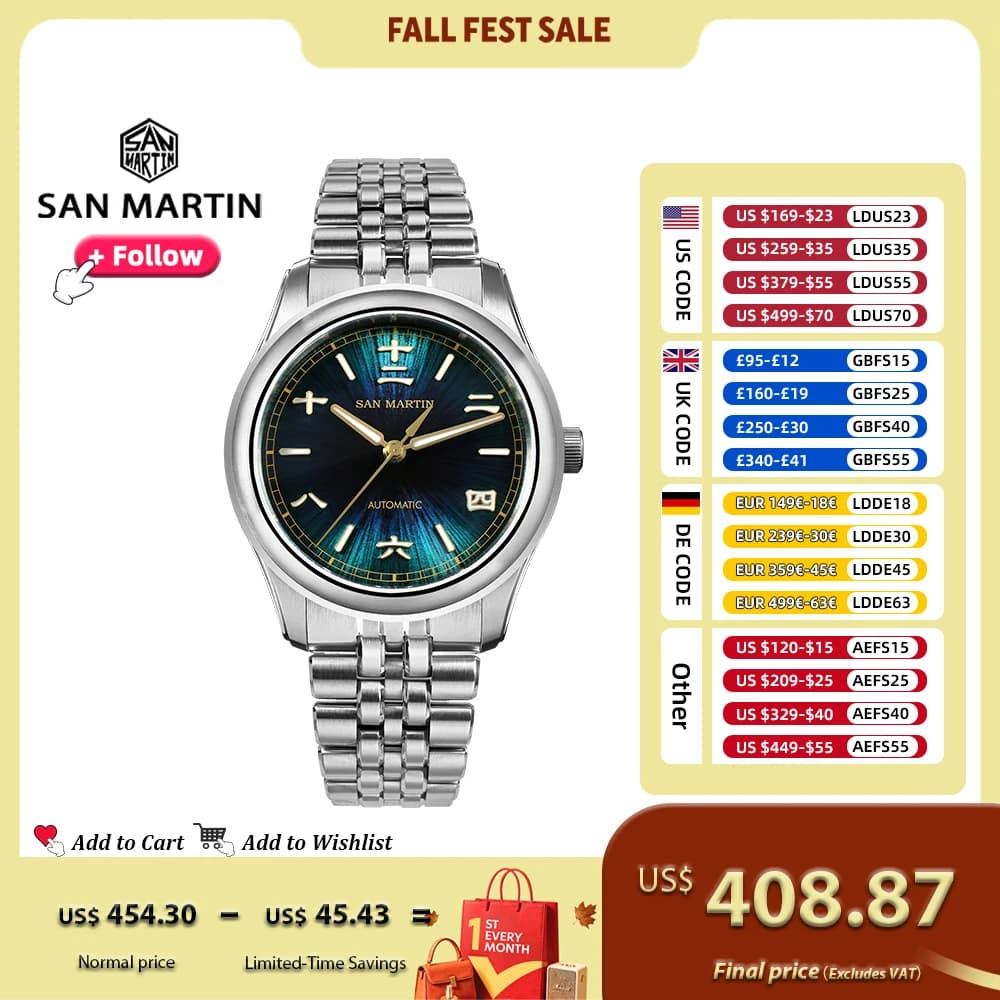 San Martin New Men's Watch 39mm Miyota 90S5 Design Original Chinese JianZhan Gada Mechanical Watches Waterproof Luminous SN0144