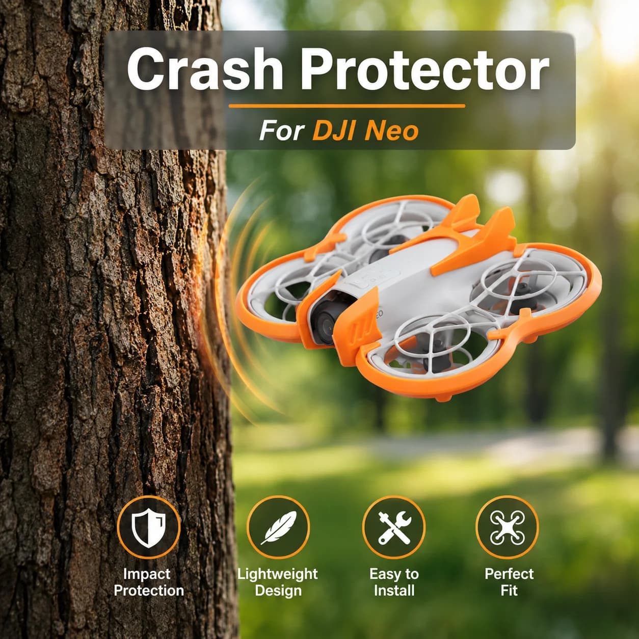 DJI Neo Heavy-Duty Armor Protection Kit, Includes 2Pcs Protective Rings, 4Pcs Landing Gears, Gimbal Anti-Collision Beam &Tailfin