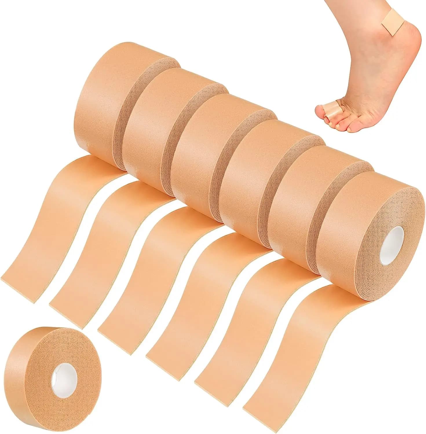 6 rotoli di nastri Moleskin supporto per caviglia Blister adesivi nastro in schiuma impermeabile adesivo per la cura dei piedi ridurre il dolore all'attrito