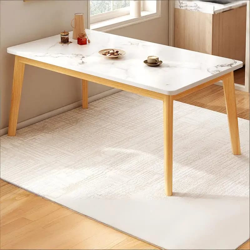 Tavolo da pranzo con gambe in legno massello, forma rettangolare, adatto per casa, piccoli appartamenti, ristoranti barbecue e uso commerciale.