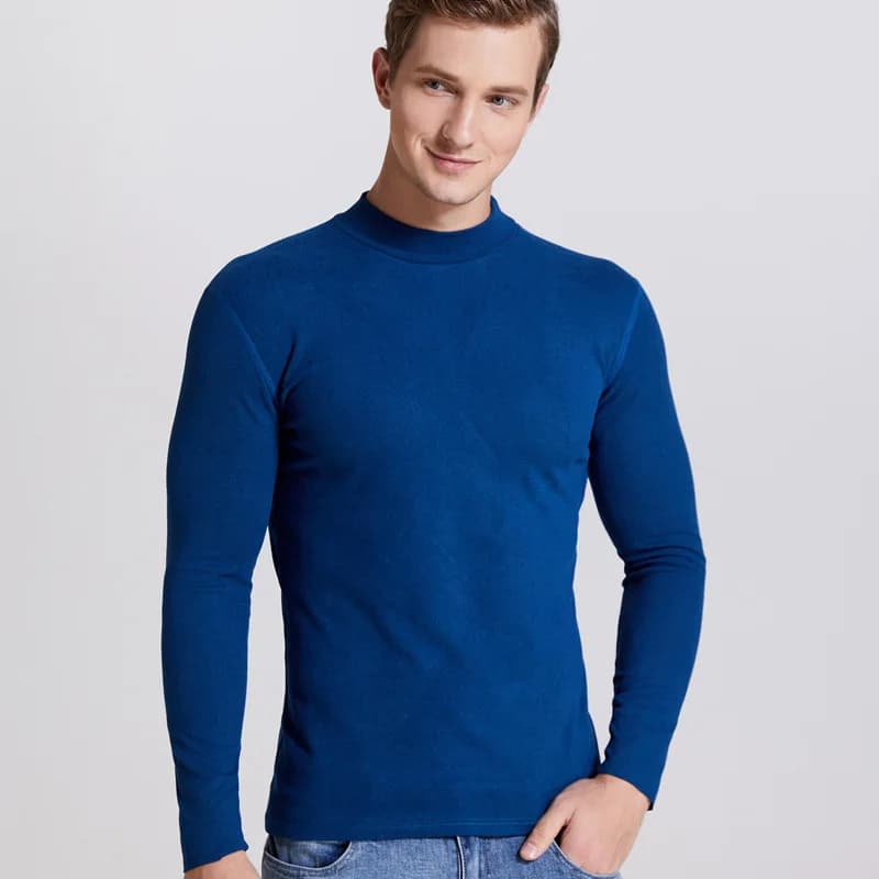 Inverno caldo mezzo collo alto moda intimo termico uomo collo a lupetto Basic t-shirt camicetta Pullover manica lunga Top