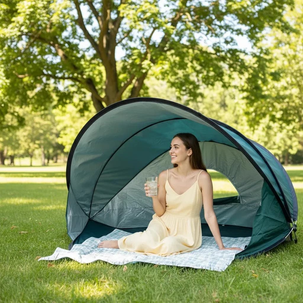 Tenda da Spiaggia e Giardino per 2-3 Persone, Apertura Rapida, Protezione Solare, Antivento, Facile da Piegare e Trasportare per il Campeggio