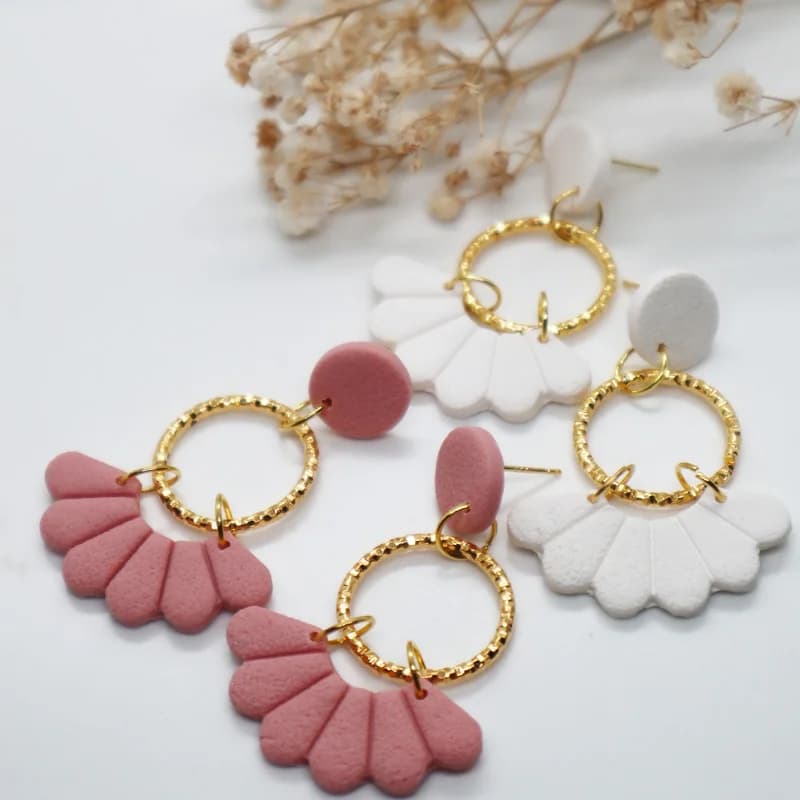 Orecchini fatti a mano in argilla polimerica per donne Ragazze Orecchini pendenti con fiori alla moda semplici e alla moda Regalo con geometria estiva