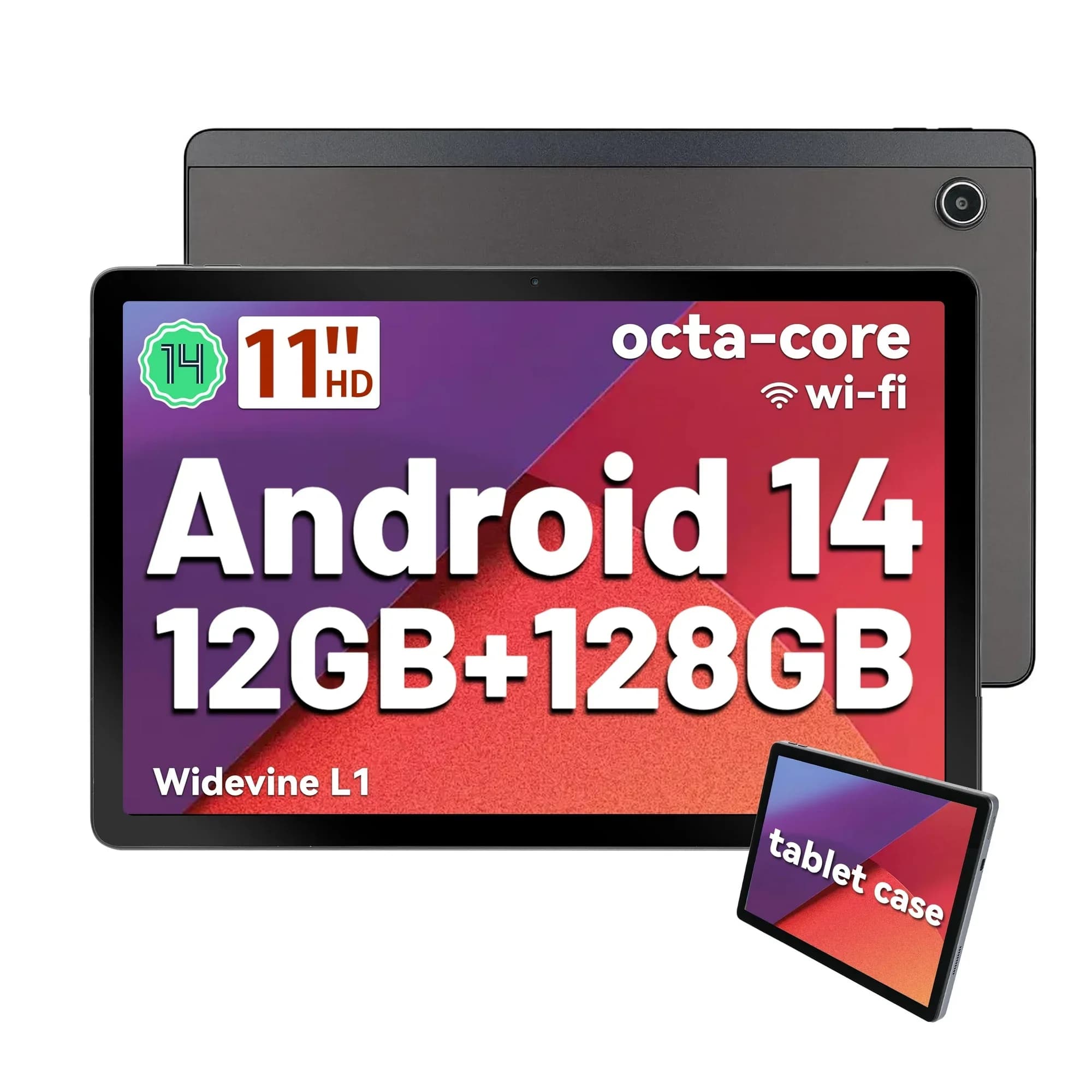 11-inch Android Tablet with Octa-Core processor, 12GB RAM + 128GB ROM(1TB TF), 5MP + 13MP, 6800mAh split screen, Tablet with housing