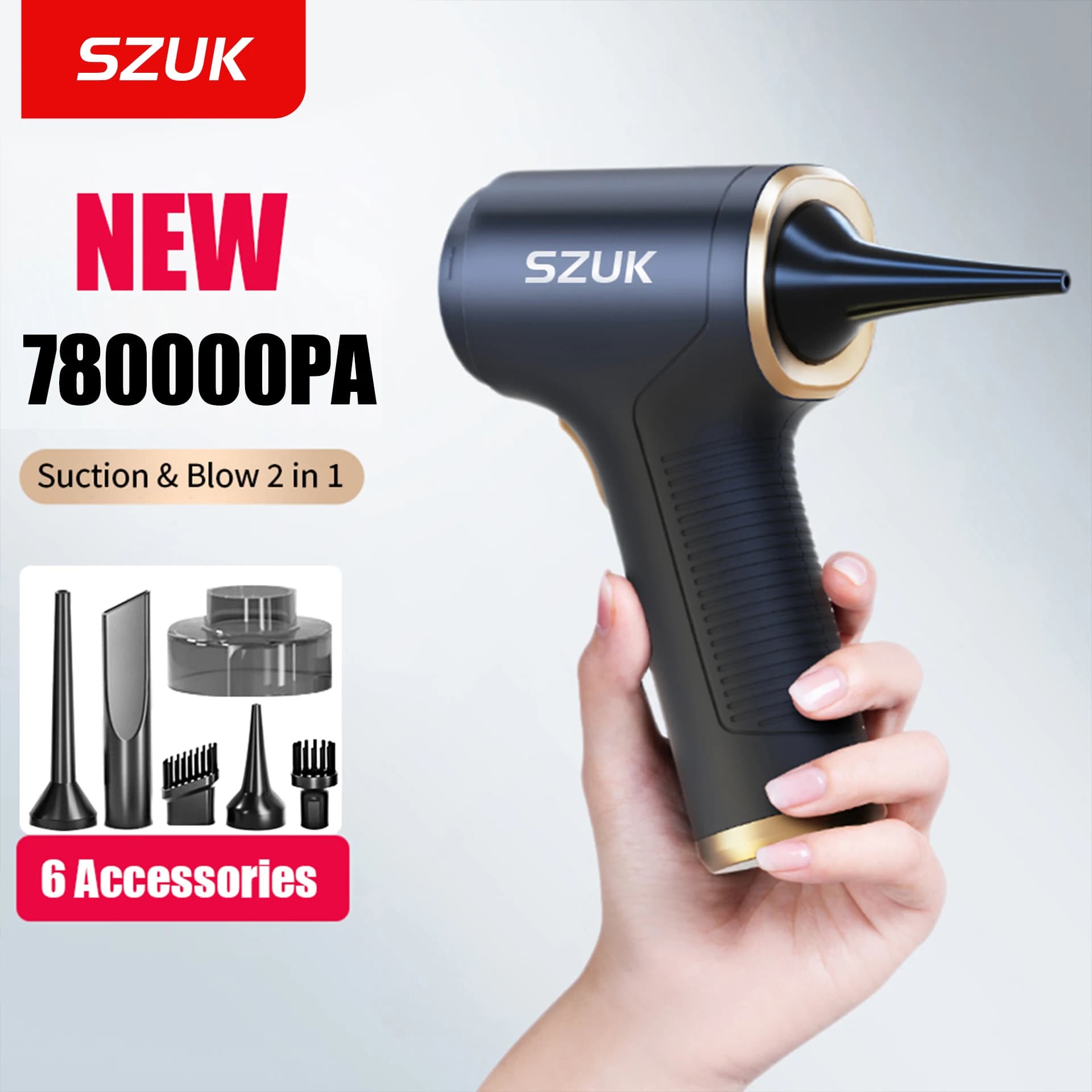 SZUK 780000PA Mini Aspirapolvere per Auto Senza Fili, Elettrodomestico per la Pulizia, Potente Aspirapolvere Portatile per Auto