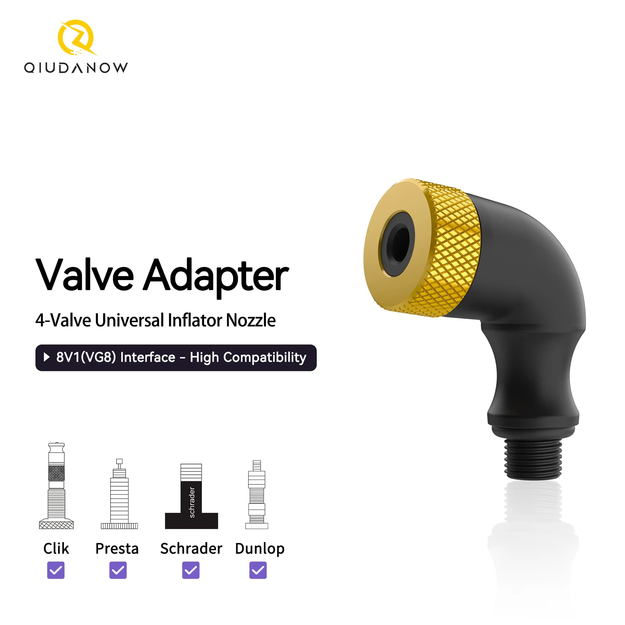 Bike Pump Valve Adapter for Electric Air Pump Universal Connector for Closed Wheels & Small Sizes Wheel Fits A/V F/V Clik Valve