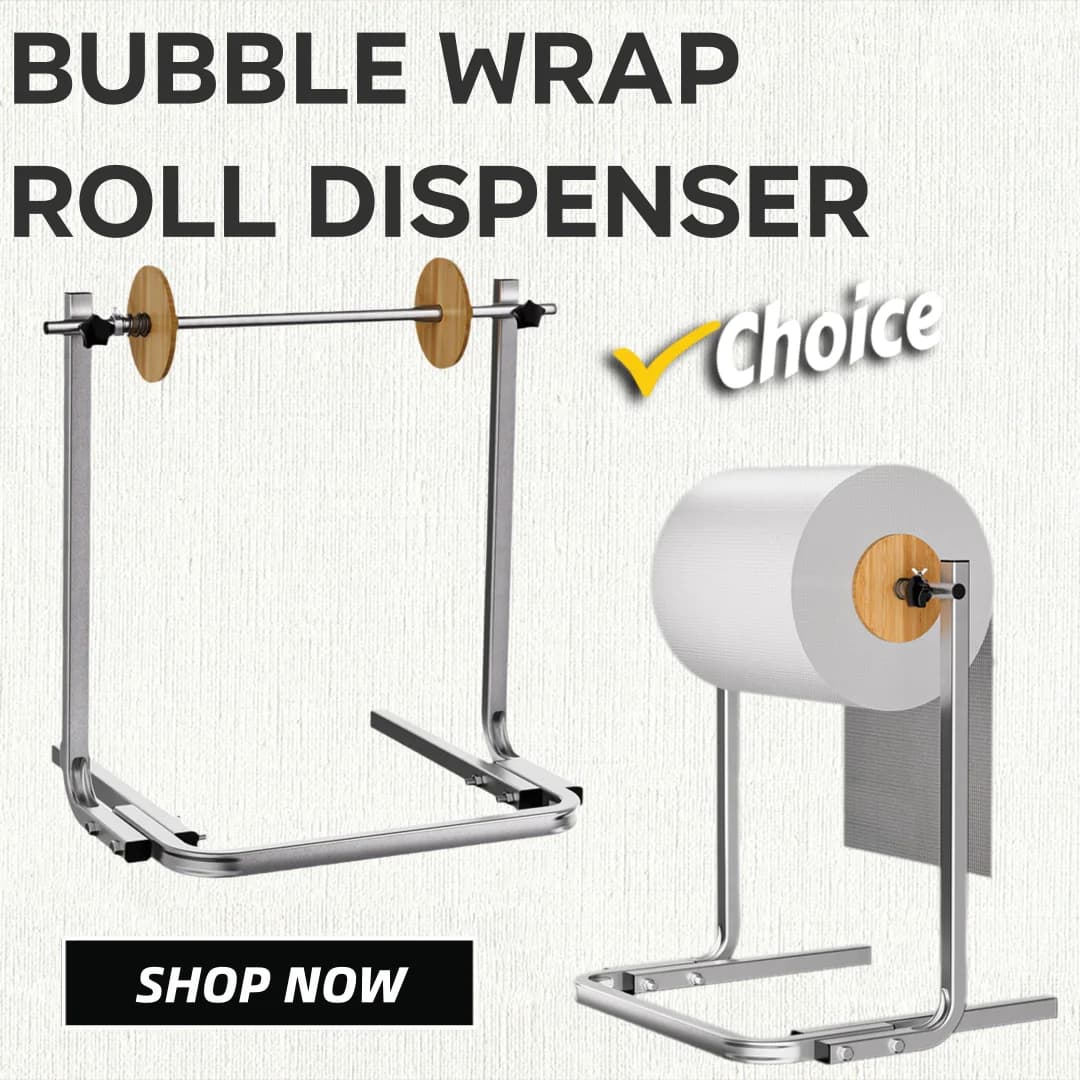 Dispenser per rotoli di avvolgimento a bolle, supporto per avvolgimento in schiuma con cuscino a bolle manuale da tavolo per imballaggio, spostamento e spedizione