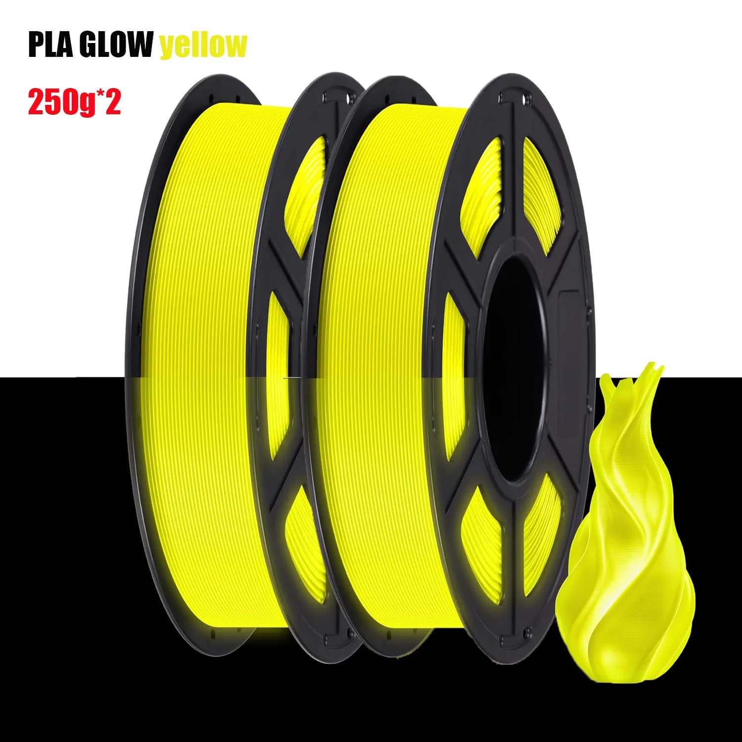 Filament PLA Fosforescent Yellow 1.75mm for 3D Printer, Dimensional Accuracy +/- 0.03, 500g Coil