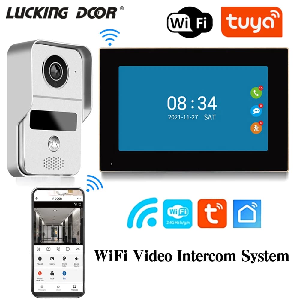 Videocitofono Tuya da 7 pollici WiFi campanello per porta esterno impermeabile IP65 citofono telecamera per telefono porta casa intelligente