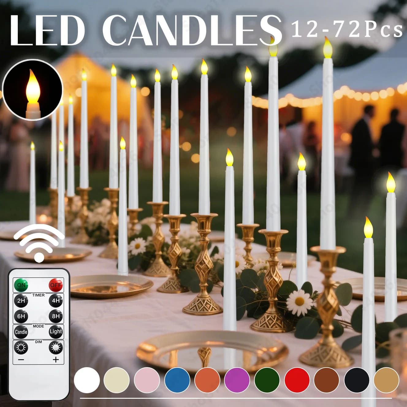 Set di 12-72 Candele LED Tremolanti Senza Fiamma, Candele Finte Elettriche con Telecomando per Matrimoni, Decorazioni Natalizie e Casa