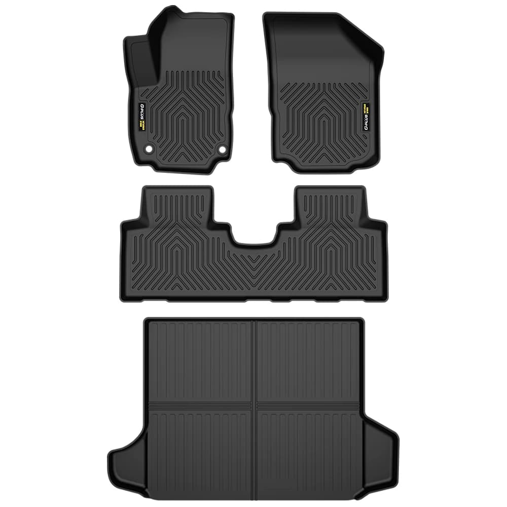 Tappetini Auto 3D per Tutte le Stagioni + Rivestimento Bagagliaio in TPE per Chevy Equinox 2018-2024, Tappetini in Gomma Nera, Facile Installazione, Impermeabili