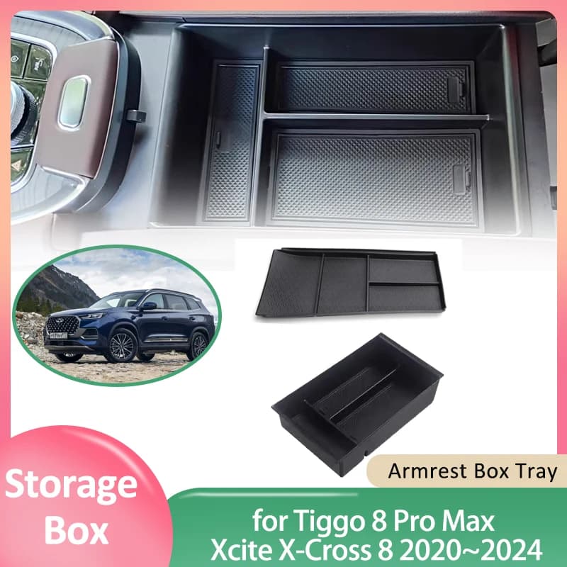 Scatola di immagazzinaggio per auto per Tiggo 8 Pro Max Plus Xcite X-Cross 8 2020 ~ 2024 2021 2022 Console centrale Organizer Bracciolo Vassoio Accessori