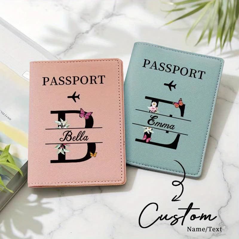 Custom Name Green Passport Holder Unisex Travel School Accessory Birthday Wedding Anniversary Holiday Gift