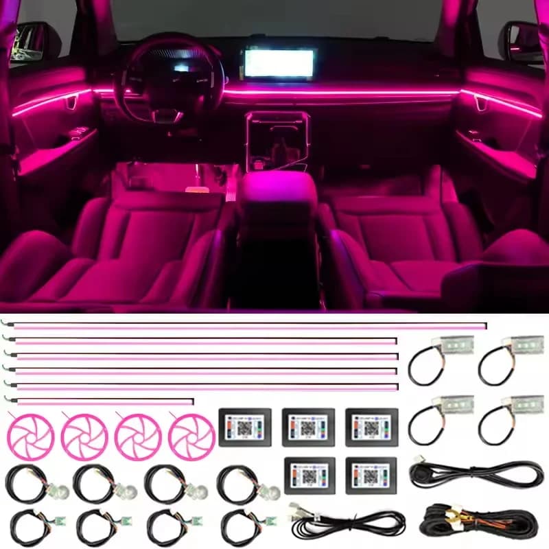 64 colori RGB Symphony Car Luce ambientale Interni LED Strip Light Lampada per atmosfera per BMW Per Audi Adatto a tutte le auto