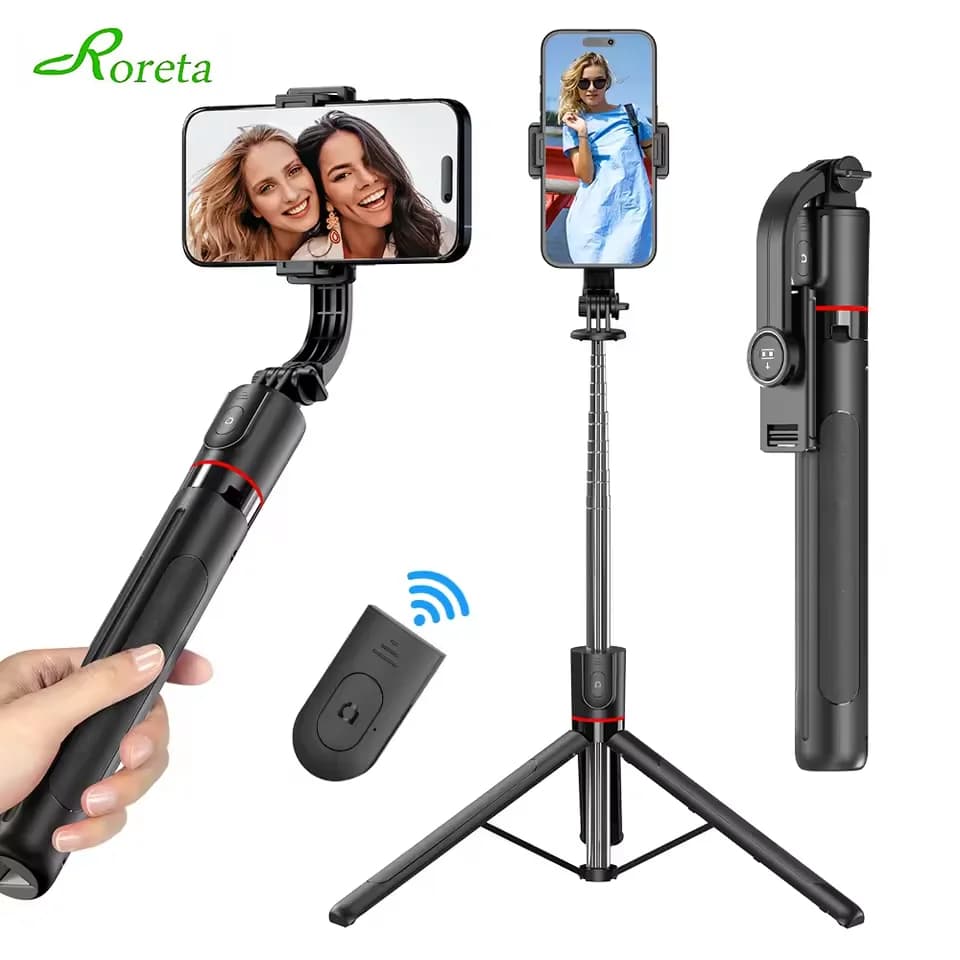 Roreta 1.7M Selfie Stick Treppiede wireless con treppiede estensibile remoto Bluetooth per telefono cellulare Tlktok Live Streaming