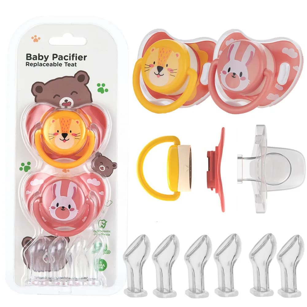 I succhietti per bambini adorabili Miyocar portano un capezzolo di ricambio (2 pezzi) include 6 tettarelle in Silicone di diverse dimensioni per ragazzo e ragazza di tutte le dimensioni