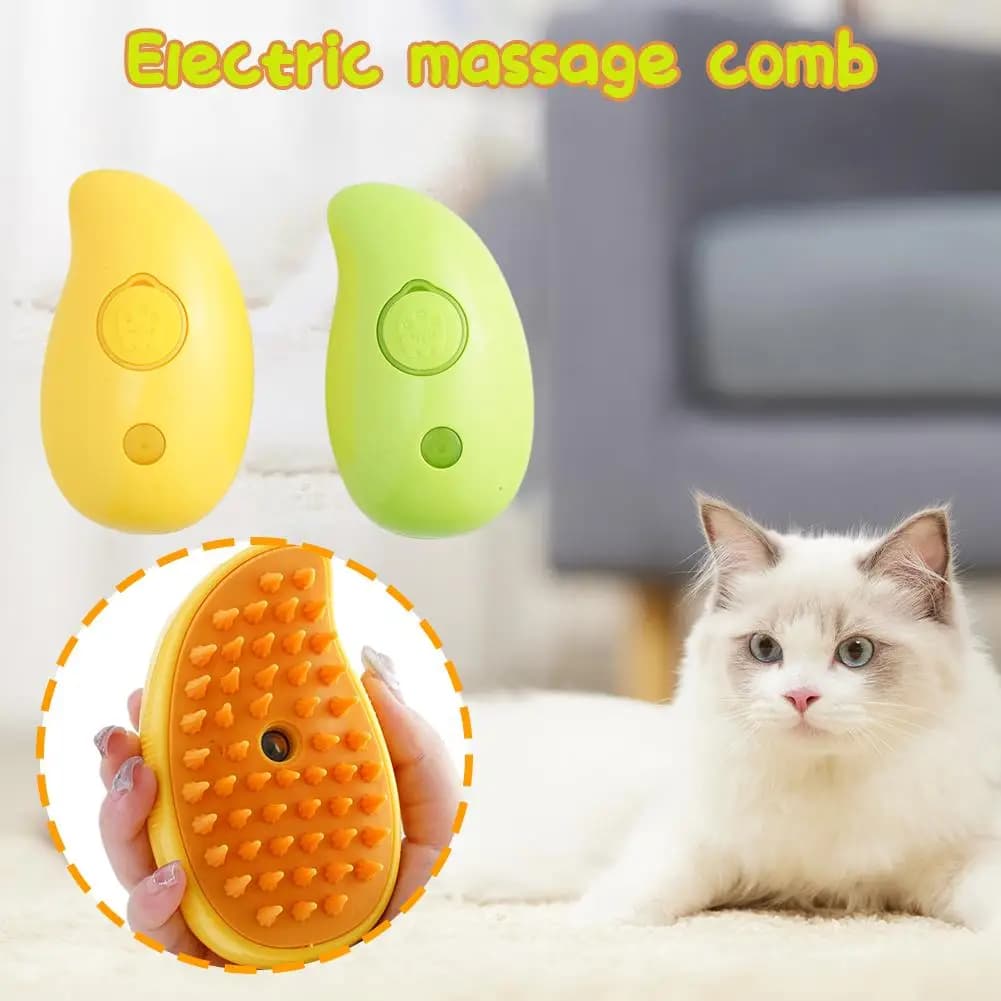 Spazzola a Vapore 3-in-1 per Cani e Gatti, Spruzzatore Elettrico a Vapore per Massaggio, Rimozione Peli, Accessorio per il Bagno, Articoli per Cani e Gatti