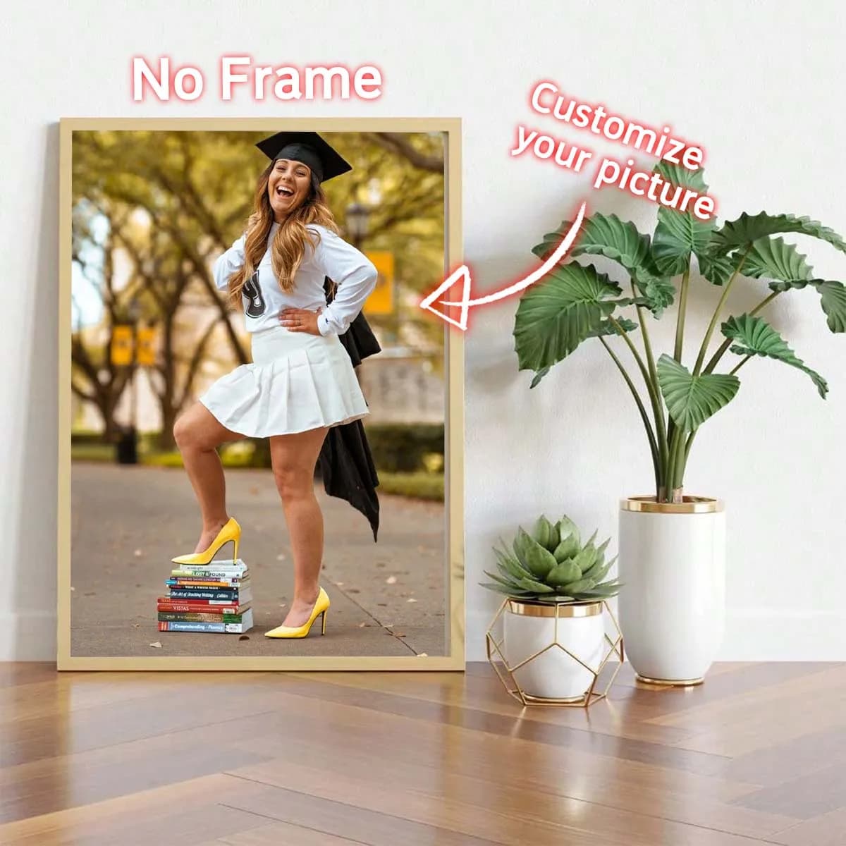 Quadro Murale Commemorativo per la Laurea - Stampa su Tela Personalizzata con Foto, Decorazione Artistica Moderna con Cornice per Casa e Scuola