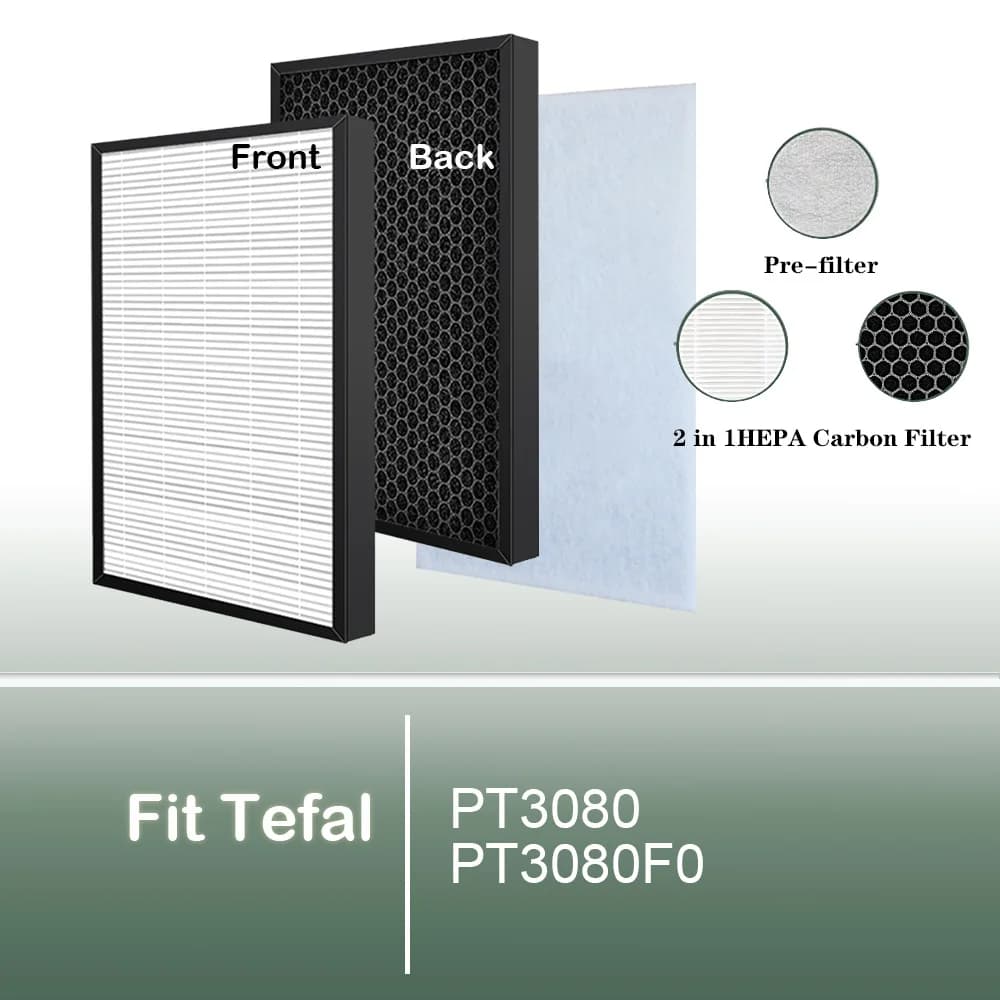 Filtro a carbone attivo 2 in 1 + Hepa per purificatore TEFAL Pure Air Genius PT3080 PT3080F0