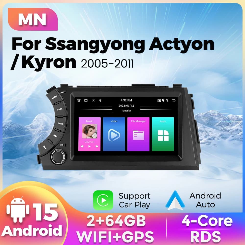 Navifly 7 inches IPS 2 Din Android Car Stereo Media Video Player for SsangYong Kyron Actyon 2005-2011 GPS CarPlay Auto Radio