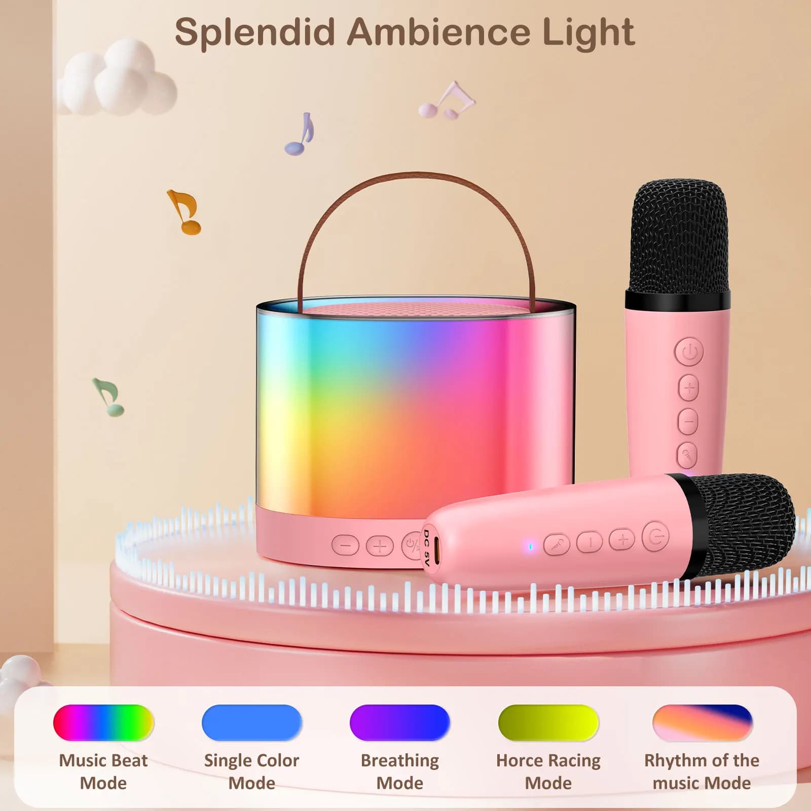 D23 Doppio microfono wireless Macchina per karaoke Altoparlante Bluetooth KTV per regalo per feste per bambini e adulti