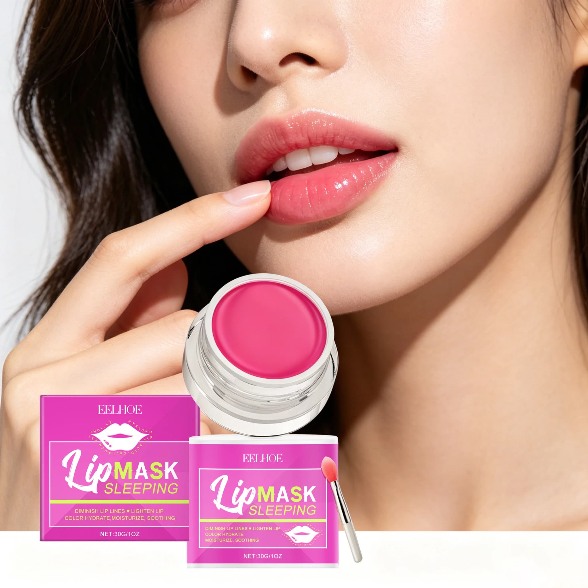 Maschera per labbra rosa da 30 g, detergente delicato, rimuove la pelle morta, riduce la secchezza, previene le screpolature, migliora la lucentezza, attenua le linee sottili, maschera per la cura delle labbra non appiccicosa