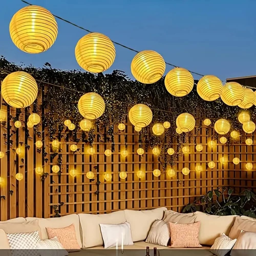 Lanterna impermeabile Stringa solare Lucine 10-30 LED Ghirlanda esterna Luci da patio Lampada a energia solare per l'arredamento del giardino di Natale