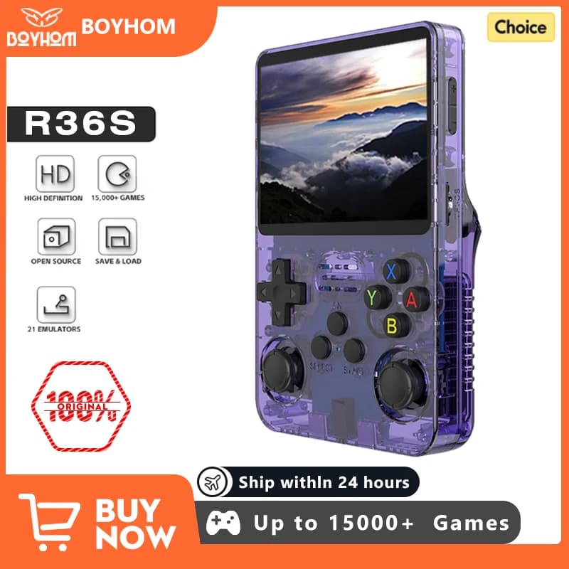 NEW Green R36S Retro Portable Gaming Console Linux System 3.5 Inch IPS Screen Portable Pocket Video Player 64GB 128G Children's Gift Game