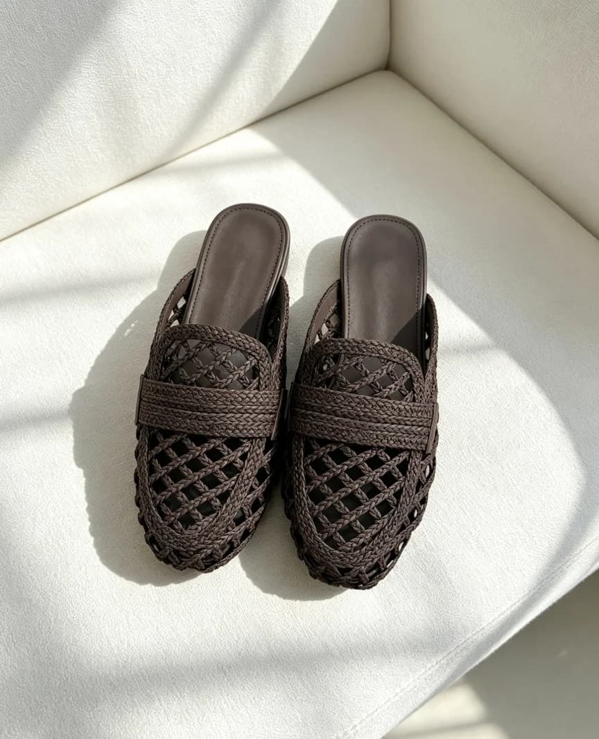 Knitted Slippers Women Fashion Flat Half-covered loafers Female Shoes