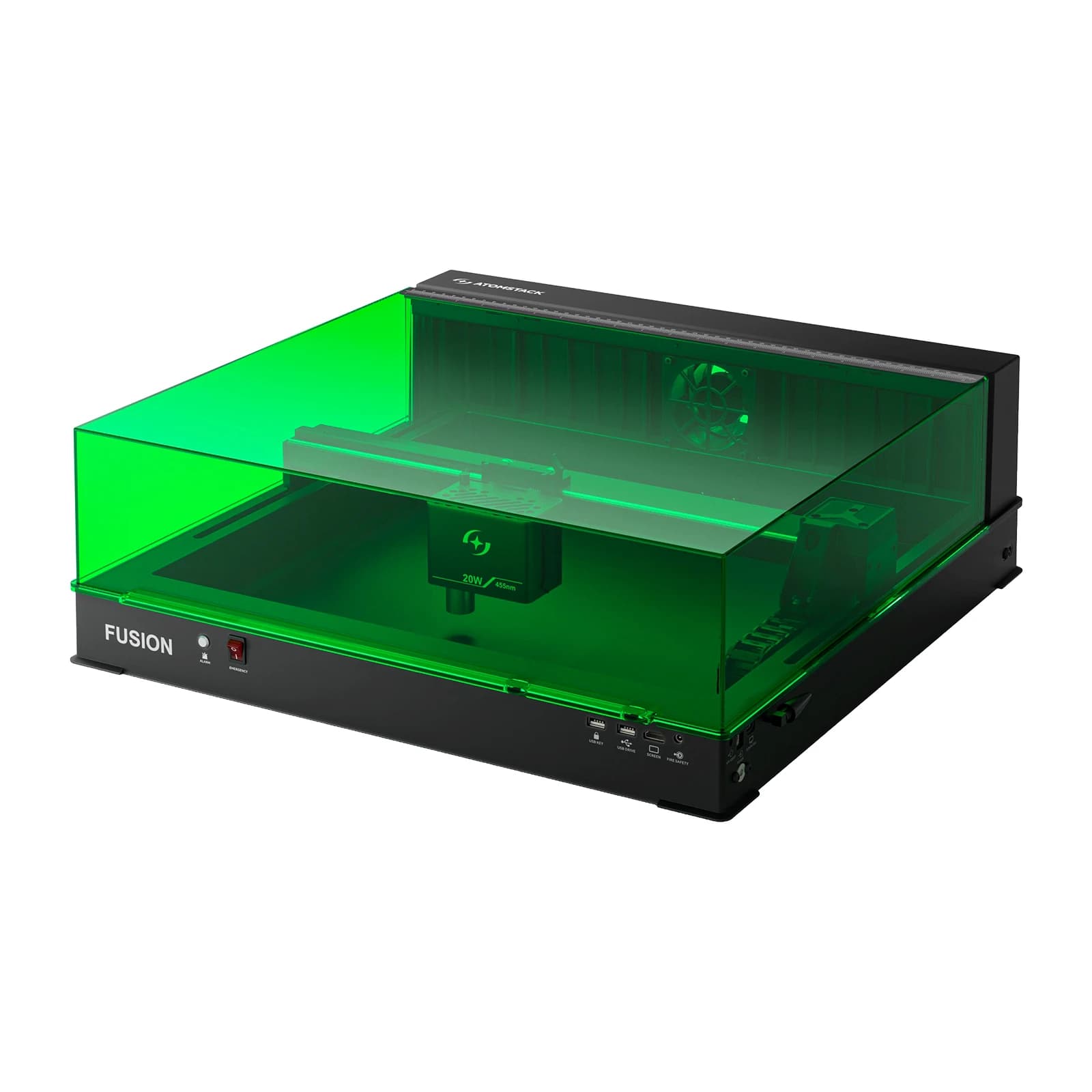 AtomStack Fusion 20W 2-in-1 Laser Engraver Class 1 Laser Safety Fully Enclosed Design and AI-Powered Smart Assistance for Metal