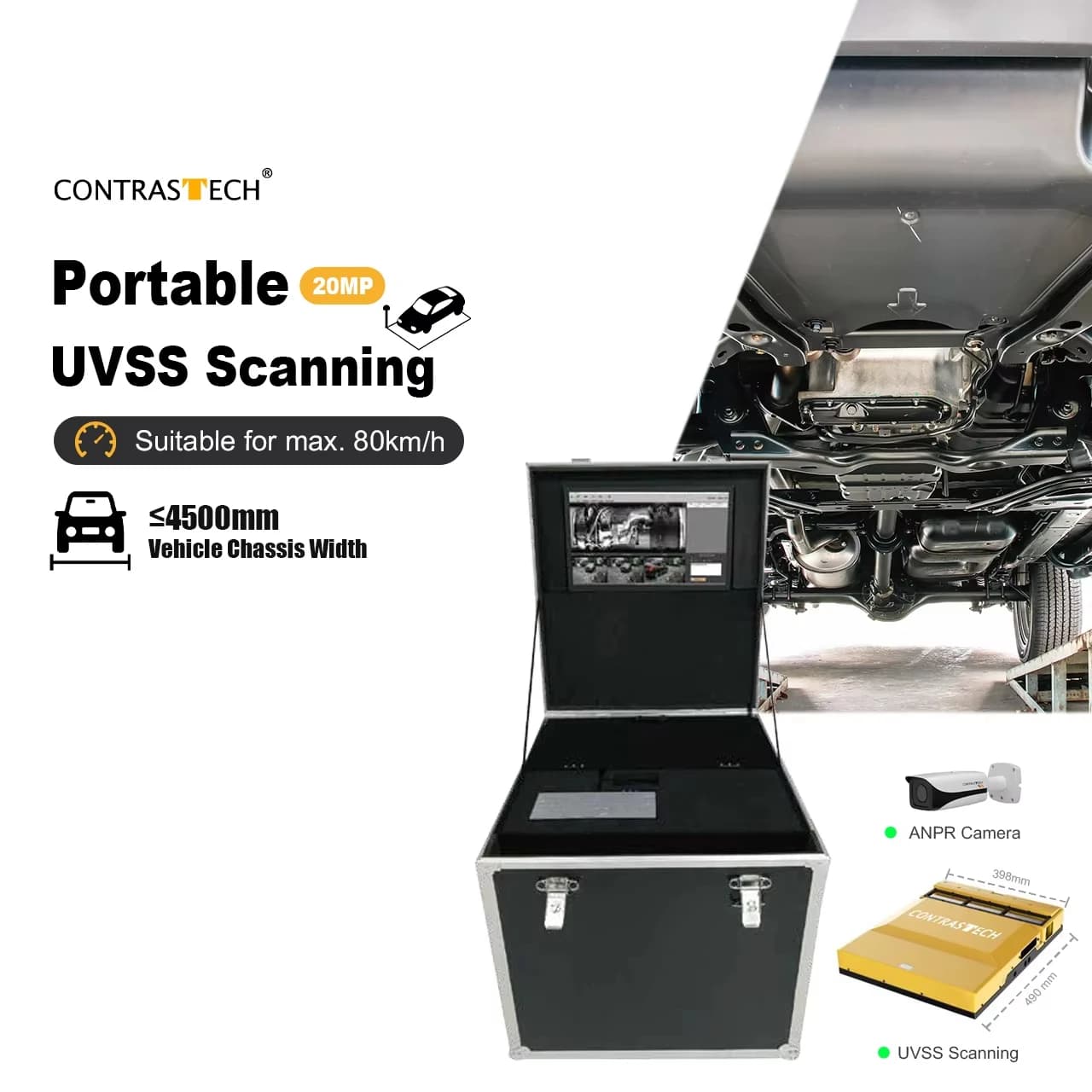 Telecamera per scansione di linea del sistema di ispezione mobile sotto veicoli UVSS con riconoscimento targa per la sicurezza governativa e del traffico