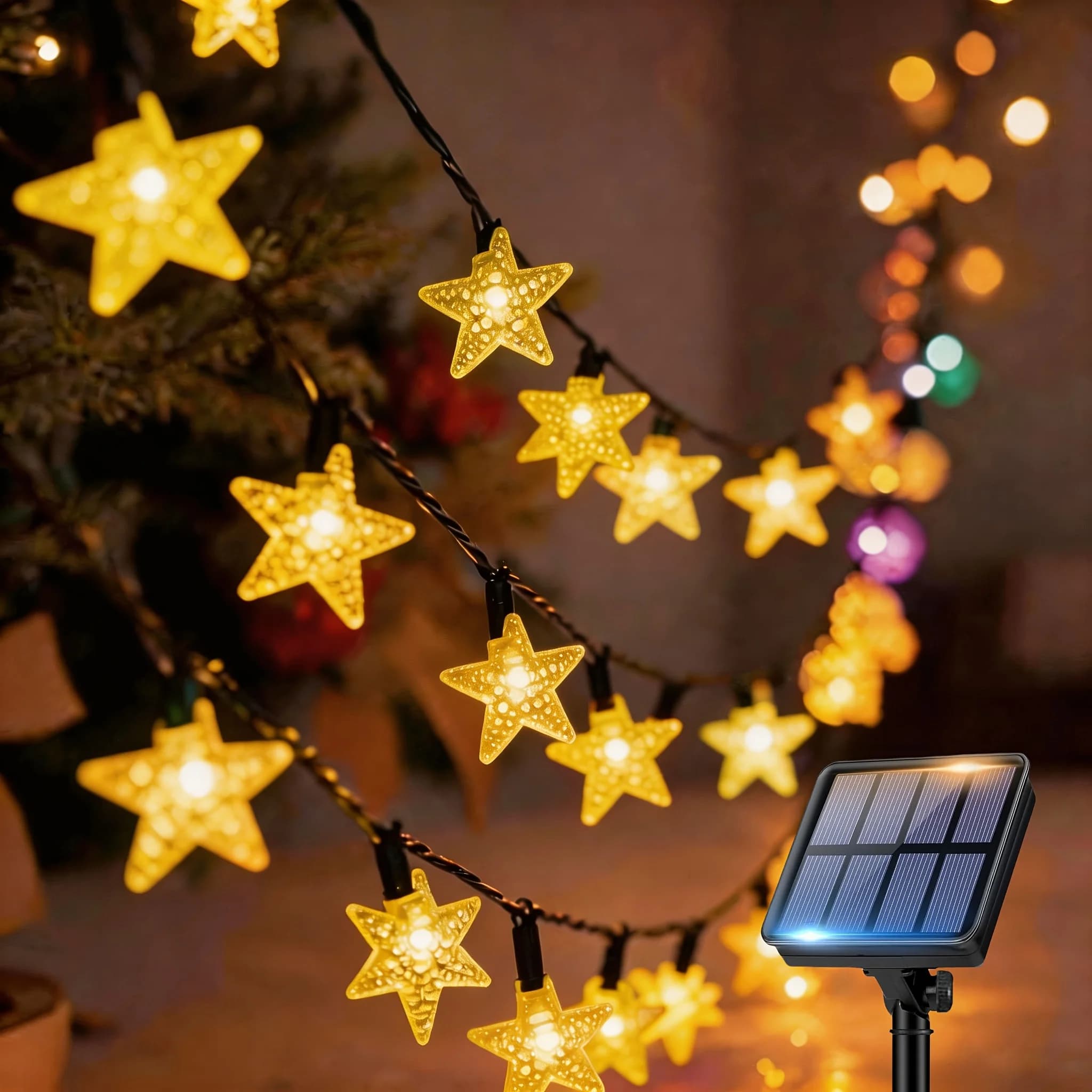 Luci a Corda Solari a Forma di Stella, 8 Modalità IPX4, Luci Decorative per Alberi di Natale, Feste e Matrimoni, per Interni ed Esterni
