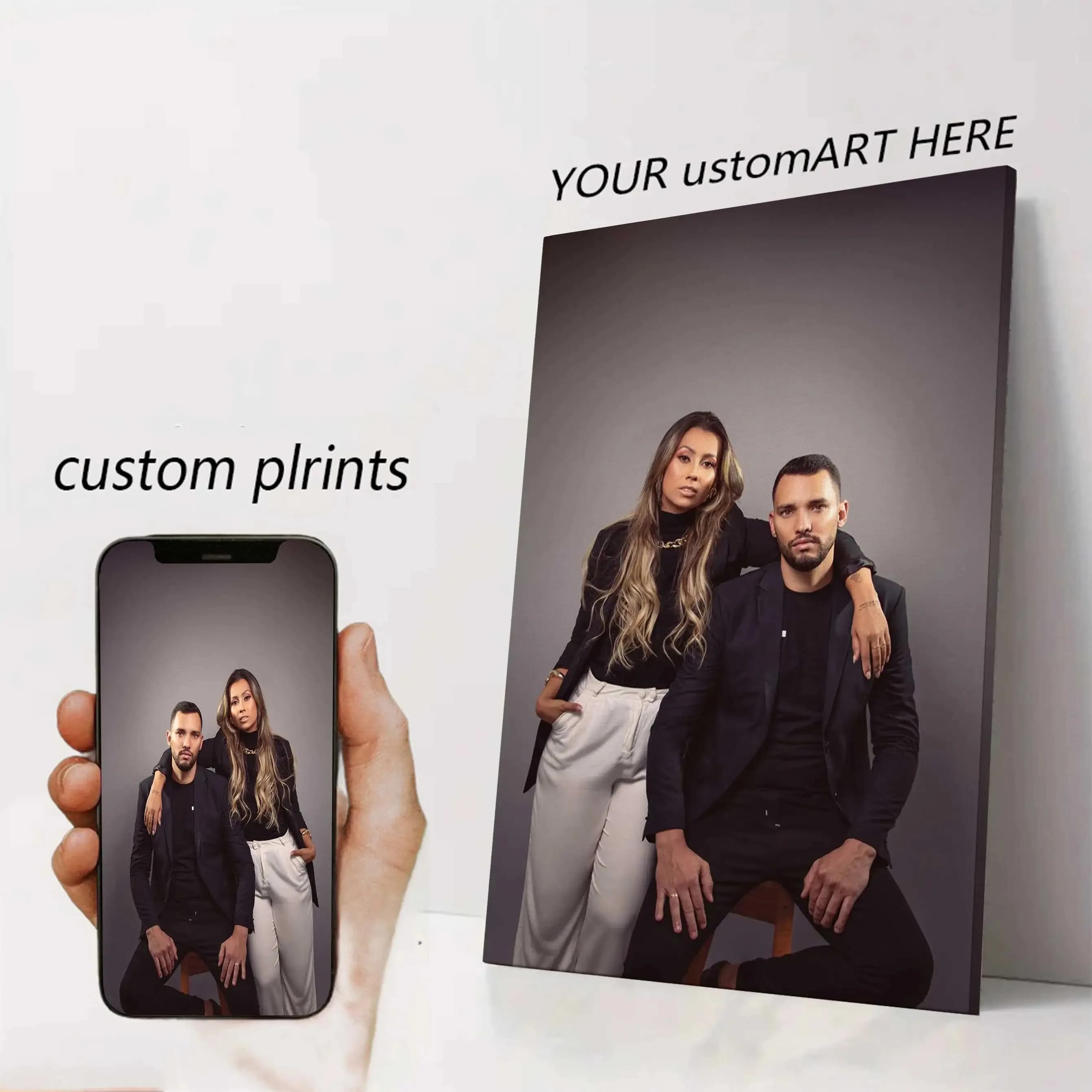 2D Personalized Photo Framed Canvas - Customizable Picture Wall Decor, Holiday Gift