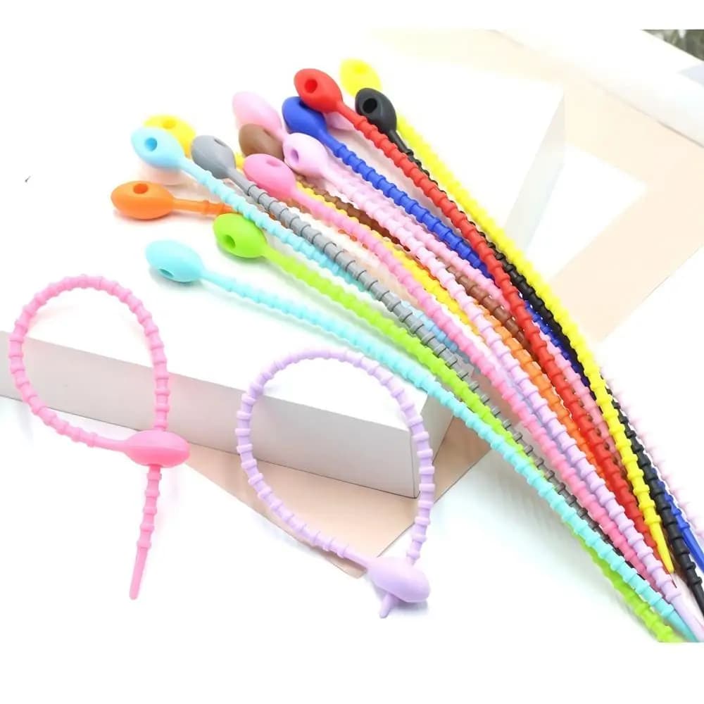 20PCS Silicone Reusable Cable Wire Organizer Winder Storage Holder Bag Ties Cord Bag Clip Food Saver Earphone Line Tidy Clips