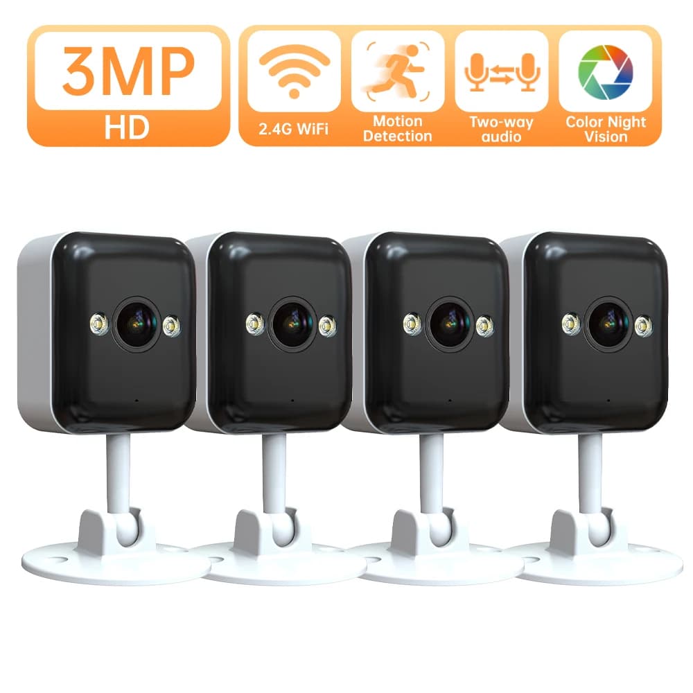 JOOAN Telecamera WiFi Wireless 3MP per Esterni, Impermeabile, IP Camera con Audio Bidirezionale, Visione Notturna a Colori, Monitor per Casa e Bambini